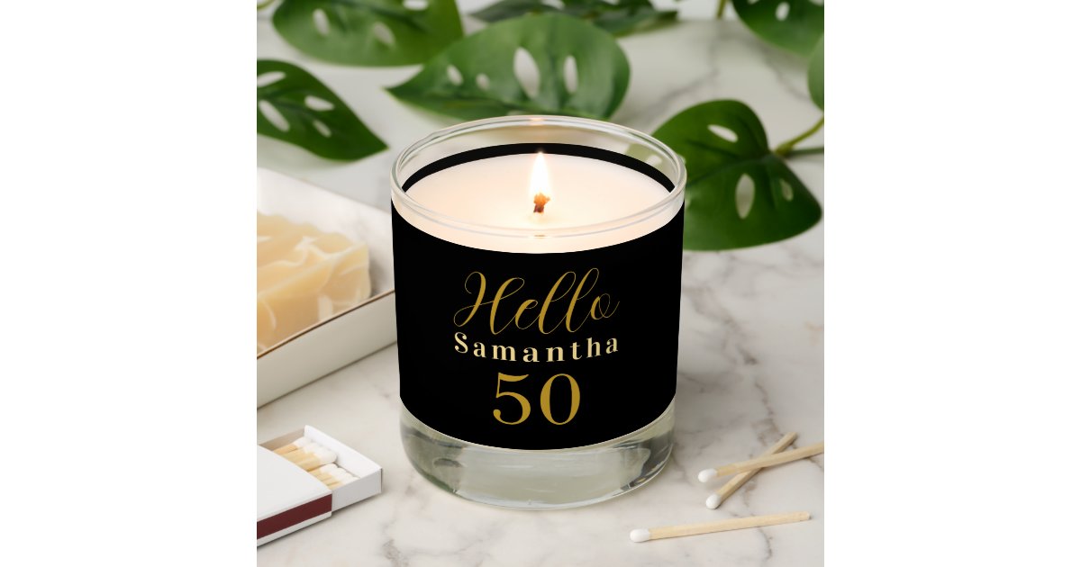 Personalized 50th Birthday Black Gold Birthday Scented Candle Zazzle