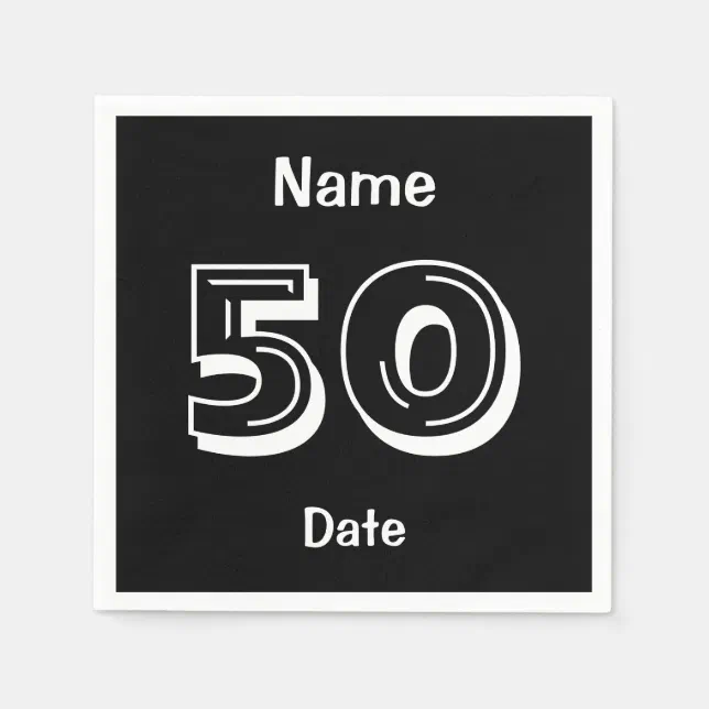 Personalized 50Th Birthday Black Party Napkins | Zazzle