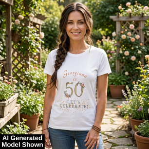 Personalized 50th Birthday Boho Autumn Leaves  T-Shirt