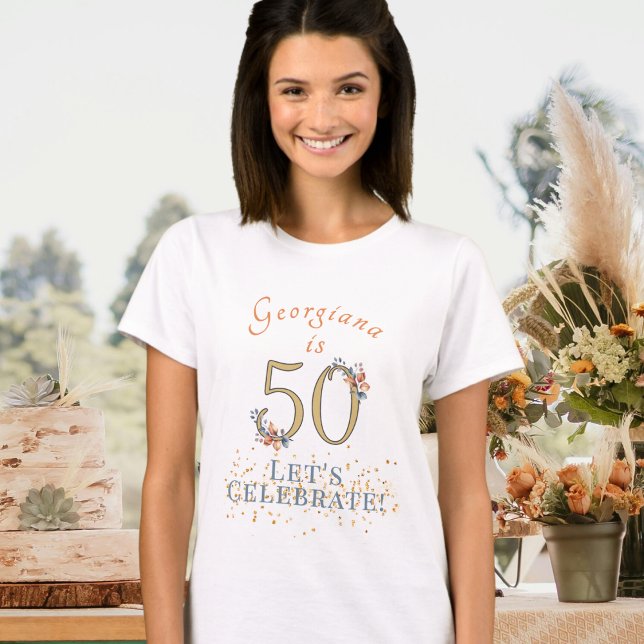 Personalized 50th Birthday Boho Autumn Leaves  T-Shirt (Creator Uploaded)