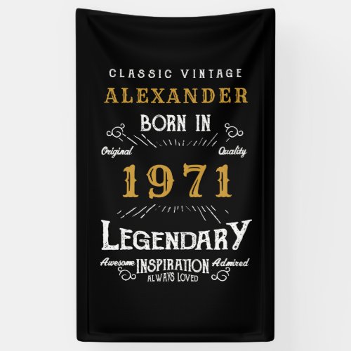 Personalized 50th Birthday Born 1971 Vintage Black Banner