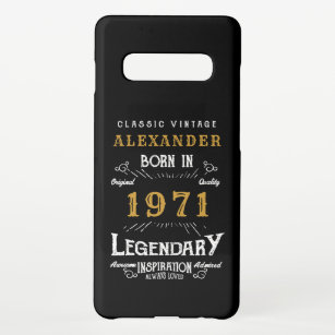 Personalized 50th Birthday Born 1971 Vintage Black Samsung Galaxy S10+ Case