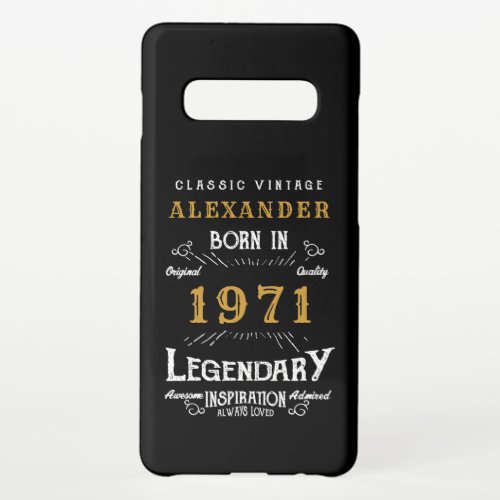 Personalized 50th Birthday Born 1971 Vintage Black Samsung Galaxy S10 Case