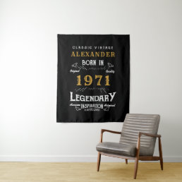 Personalized 50th Birthday Born 1971 Vintage Black Tapestry