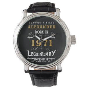 Personalized 50th Birthday Born 1971 Vintage Black Watch