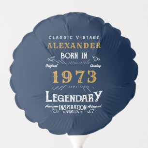 Personalized 50th Birthday Born 1973 Vintage Blue Balloon