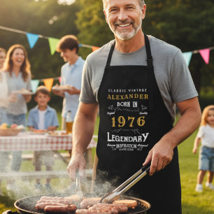 Personalized 50th Birthday Born 1976 Vintage Black Apron