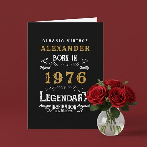 Personalized 50th Birthday Born 1976 Vintage Black