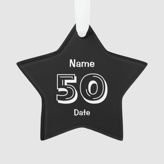 Personalized 50th Birthday Gag Gift Black White Ornament (Front)