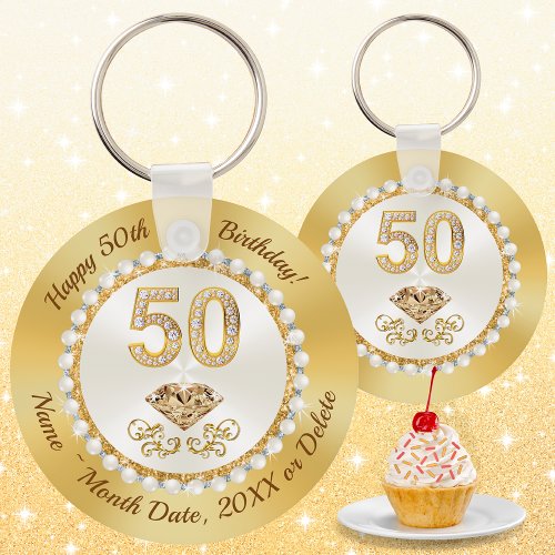 Personalized 50th Birthday Giveaway Ideas 50th Keychain