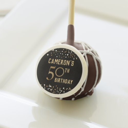 Personalized 50th birthday gold confettie cake pops