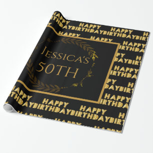 Personalized 50th Birthday Gold Wrapping Paper