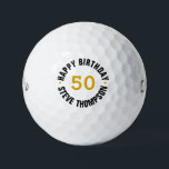 Personalized 50th Birthday Golf Balls<br><div class="desc">Custom Name Milestone Gift. Celebrate a golfer’s milestone in style with this personalized 50th birthday golf ball! Featuring bold “50” lettering and a customizable name encircling it, this unique golf ball makes a memorable gift or party favor for any golf enthusiast hitting the big 5-0. Ideal for birthday tournaments, golf-themed...</div>