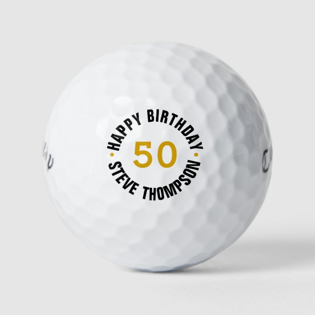 Personalized 50th Birthday Golf Balls (Front)