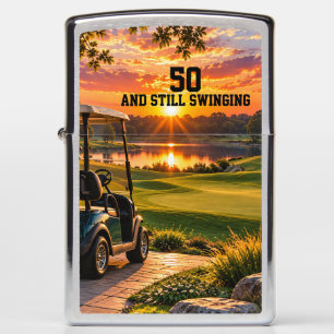 Personalized 50th Birthday Golf Party Golf Cart Zippo Lighter