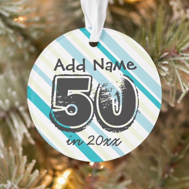Personalized 50th Birthday Holiday Keepsake Ornament (Tree)