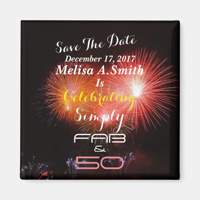 Personalized 50th Birthday Name & Date - Magnet (Front)