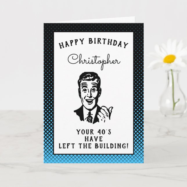 Personalized 50th Birthday Over The Hill Funny Card (Small Plant)