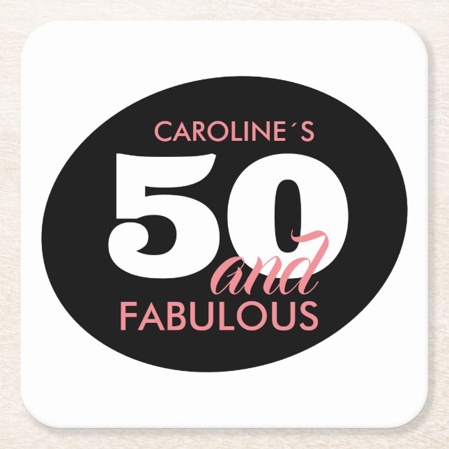 Personalized 50th Birthday Party Coasters (Front)