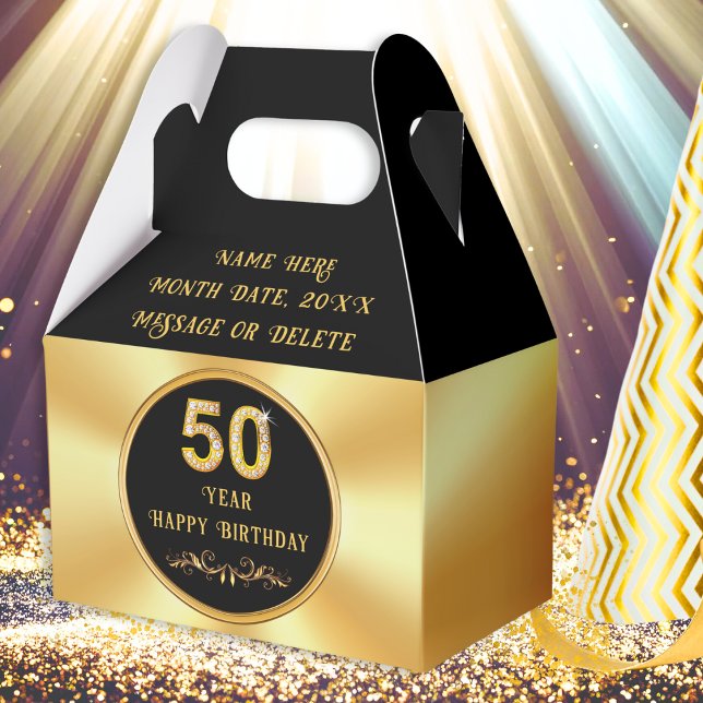 Personalized 50th Birthday Party Favors, Birthday Favor Boxes (50th birthday party bags. 50th Birthday Party Favors. 50th birthday table decor. 50th birthday ideas)