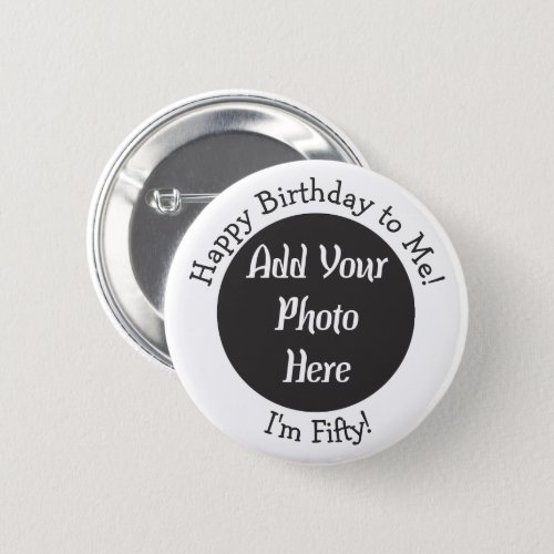 Personalized 50th Birthday Photo Button
