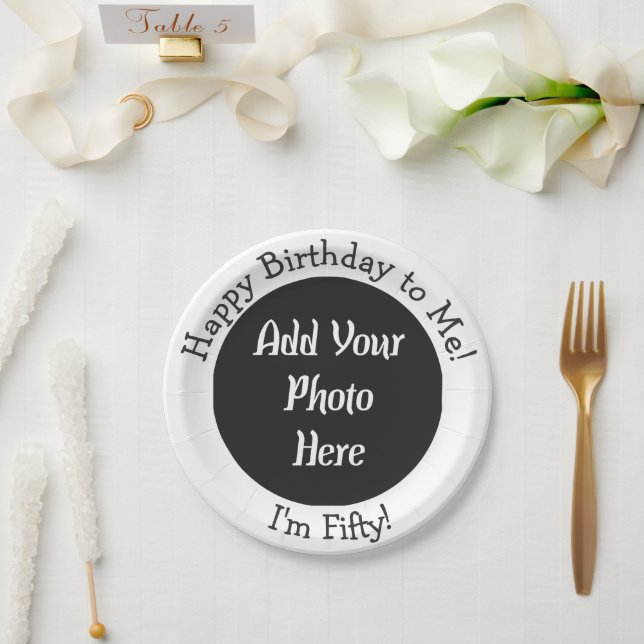 Personalized 50th Birthday Photo Paper Plate (Wedding)