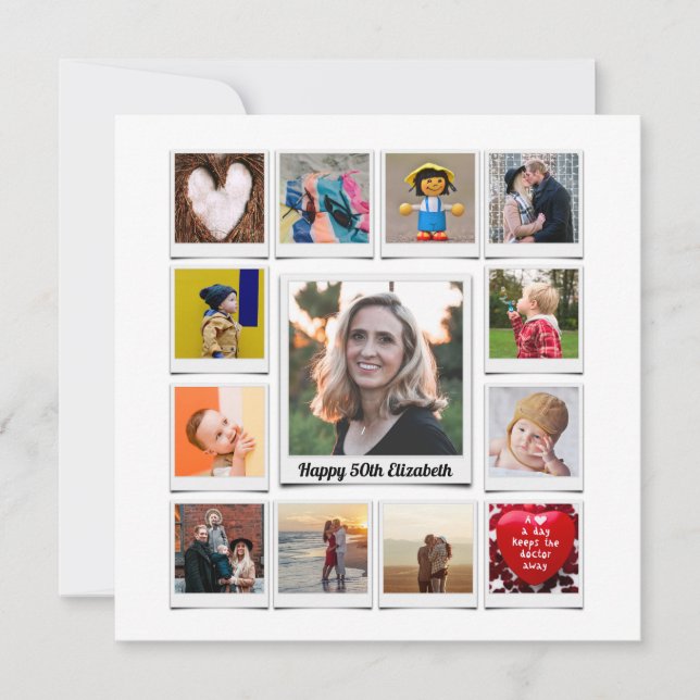 Personalized 50th Birthday Photo Template Modern (Front)