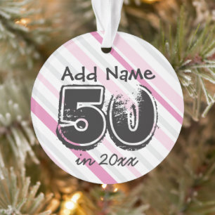 Personalized 50th Birthday Pink Ornament