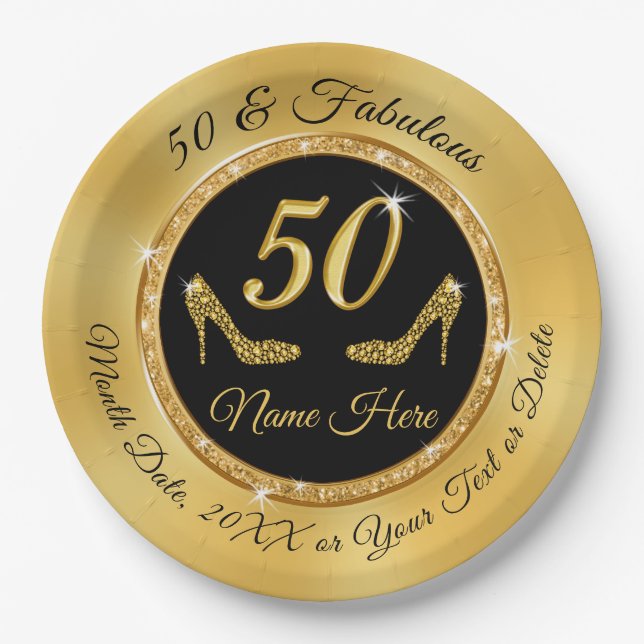 Personalized 50th Birthday Plates for Her (Front)