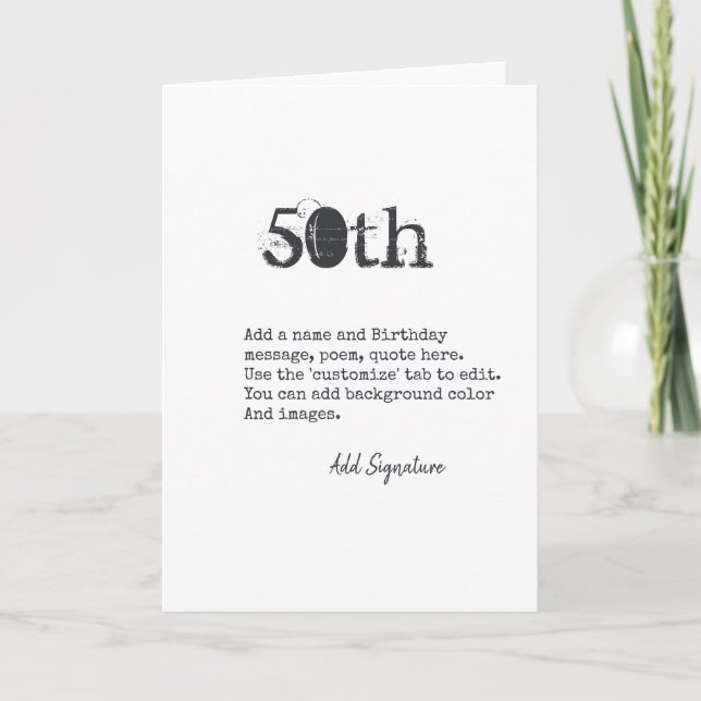 Personalized 50th Birthday Poem, Quote, Saying Card (Front)