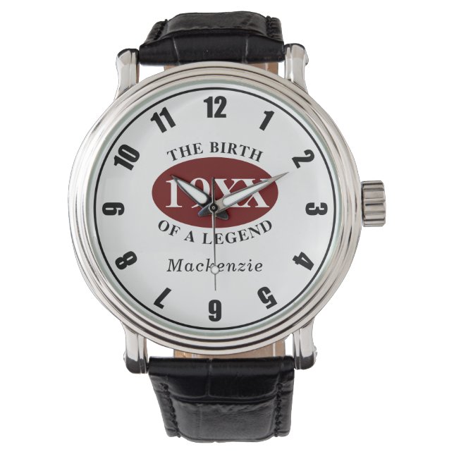 Personalized 50th Birthday Retro Birth Of A Legend Watch (Front)