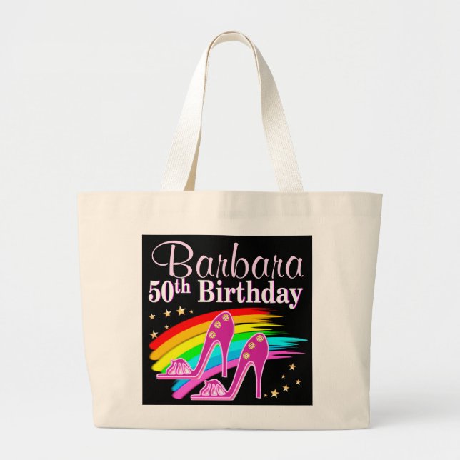 PERSONALIZED 50TH BIRTHDAY SHOE QUEEN LARGE TOTE BAG (Front)