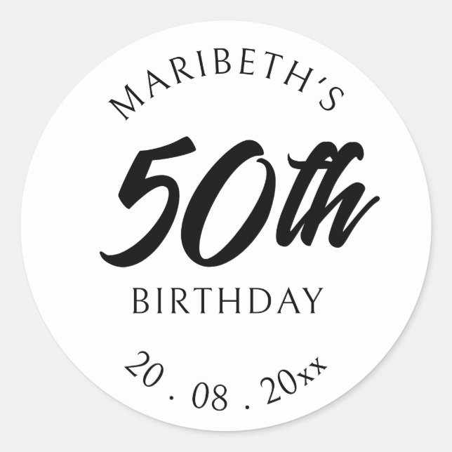 Personalized 50th Birthday Sticker (Front)