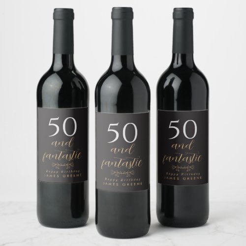 Personalized 50th Birthday Wine Labels