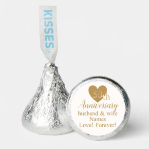 Personalized 50th Gold Heart Wedding Anniversary Hershey®'s Kisses®