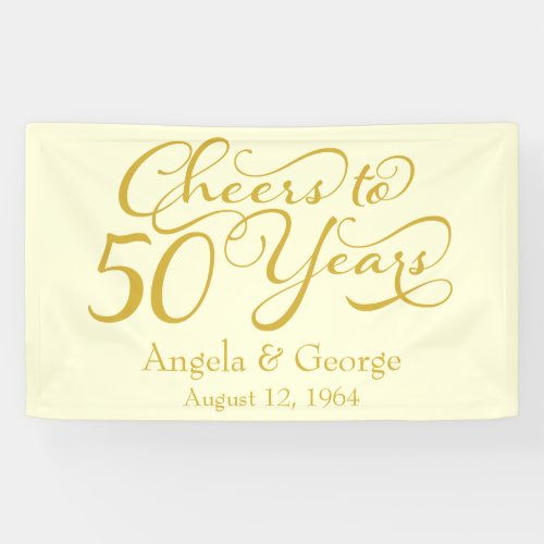 Personalized 50th Gold Ivory Wedding Anniversary Banner