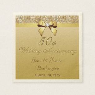 Personalized 50th Gold Wedding Anniversary Napkins