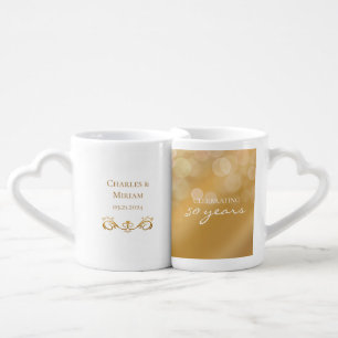 Personalized 50th Golden Anniversary Keepsake Gift Coffee Mug Set