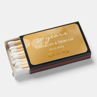 Personalized 50th Golden Anniversary Keepsake Gift Matchboxes