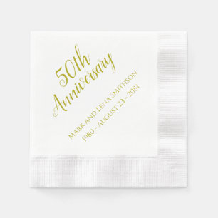 Personalized 50th Golden Anniversary Napkins