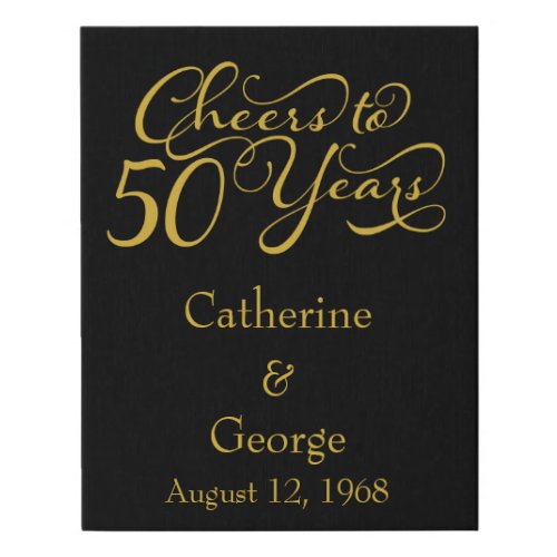Personalized 50th Golden Wedding Anniversary Faux Canvas Print