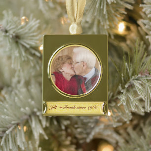 Personalized 50th Golden Wedding Anniversary Gold Plated Banner Ornament