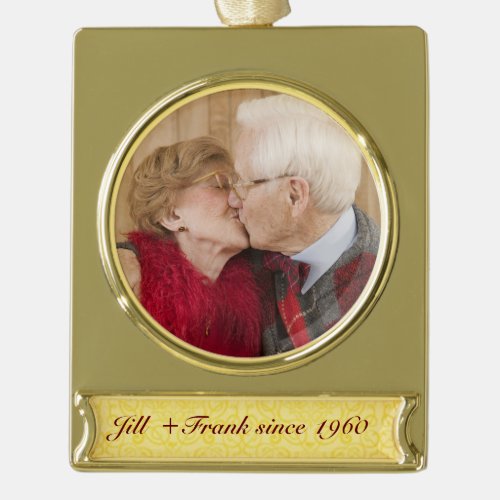 Personalized 50th Golden Wedding Anniversary Gold Plated Banner Ornament