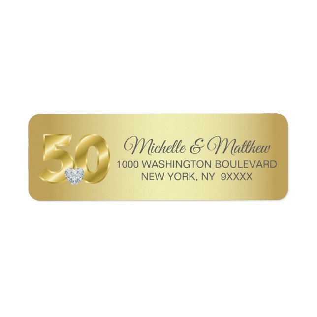 Personalized 50th Golden Wedding Anniversary Label (Front)
