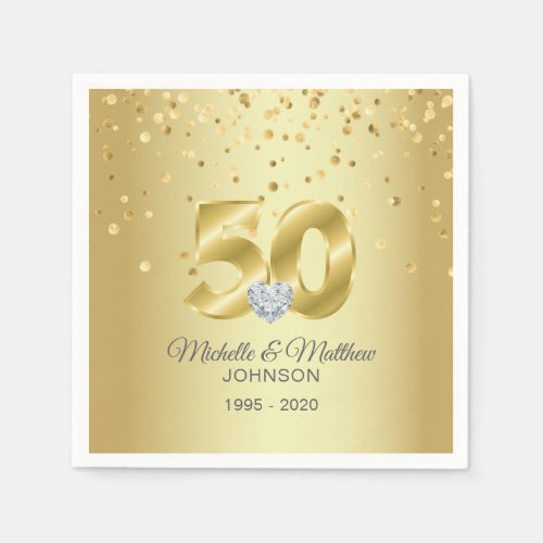 Personalized 50th Golden Wedding Anniversary Napkins