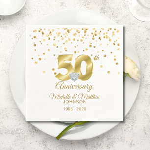 Personalized 50th Golden Wedding Anniversary Napkins