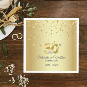 Personalized 50th Golden Wedding Anniversary Napkins