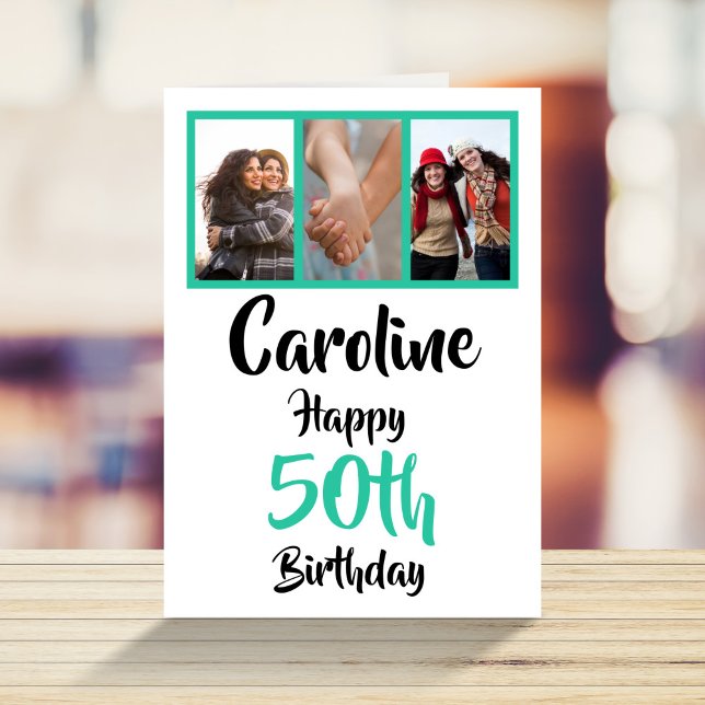 Personalized 50th happy birthday photo collage card (Creator Uploaded)