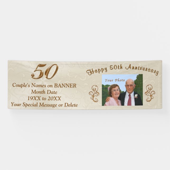 Personalized 50th Wedding Anniversary Banners (Horizontal)