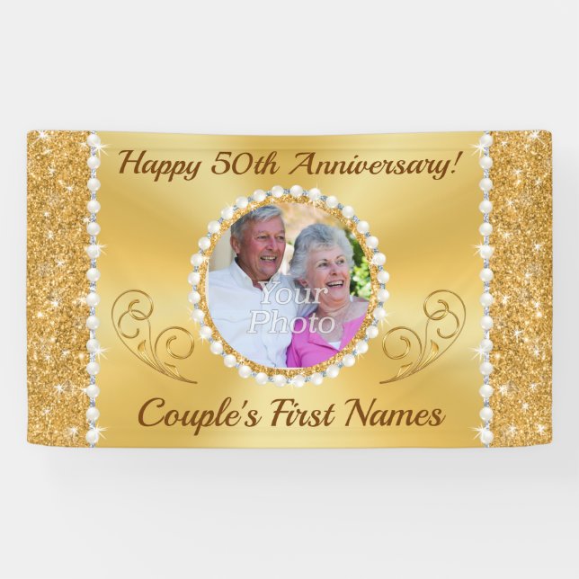 Personalized, 50th Wedding Anniversary Banners (Horizontal)